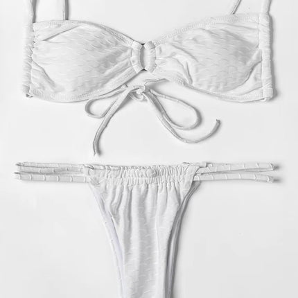 Billion Swimming 2025 European and American Foreign Trade Solid Color Special Fabric Split Women's Beach Bikini suit Bikini