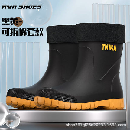 2025 Cross-border Men's Rain Boots Water Shoes Waterproof Wear-resistant Rubber Shoes Rain Boots Non-slip Short PVC Water Boots
