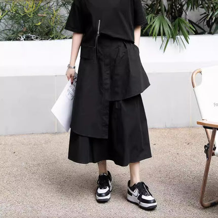 240340 Yamamoto dark cold style design sense niche skirt summer irregular stitching fashion all-match skirt
