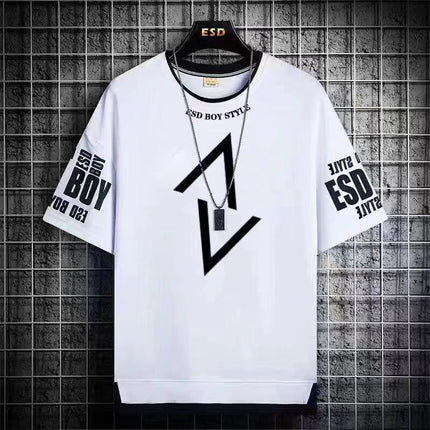 Teenager Short-sleeved T-shirt Men's 2024 New Summer Loose Fashionable All-match Half-sleeved Handsome Junior High School Students Big Boy