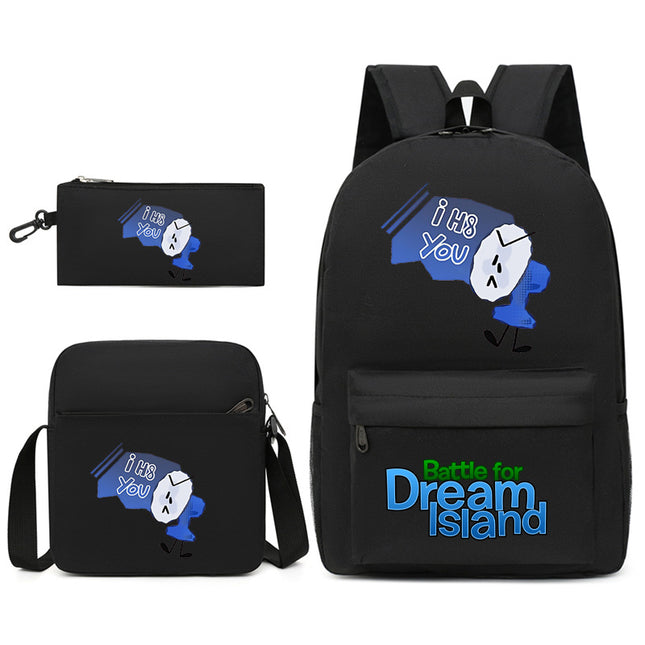 Battle for Dream Island Backpack Dream Island Schoolbag Three-Piece Canvas Backpack