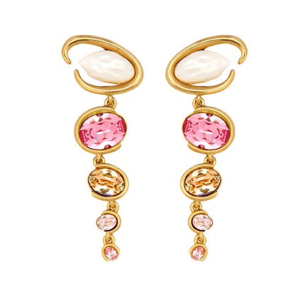 Oscar European and American style exaggerated retro long earrings women's temperament fashion high-end light luxury S925 silver pin earrings