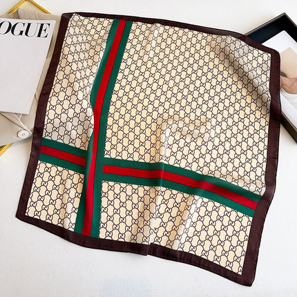 Simulated Silk Printed Silk Scarf for Women, Korean Cashew Leopard Print Headscarf, Four-Season Scarf, Professional Scarf Wholesale