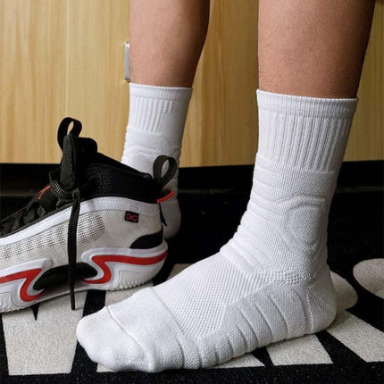 Men's Mid-Calf Long High-Top Basketball Socks with Towel Bottom, Thickened, Large Size, Professional Fitness Training Sports Socks
