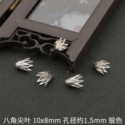 Iron octagonal pointed leaf rounded five-petal flower holder petals handmade diy made hairpin tassel antique material accessories
