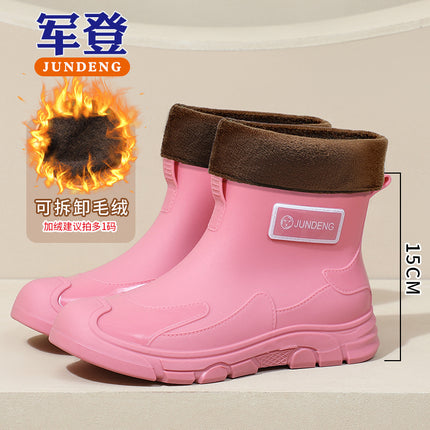 Fashionable Men's and Women's Rain Boots Short-Tube New Water Shoes Couple Rain Boots Non-Slip Waterproof Kitchen Car Wash Fishing Shoes Cross-Border Batch