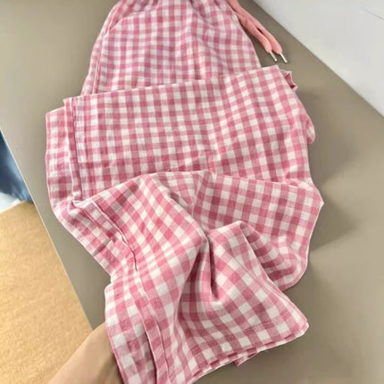 Contrast Color Stitching Prellis Pants Women's Spring and Summer Thin 2025 New High Waist Straight Leg Pants Slim-fit Loose Korean Style Mop Pants
