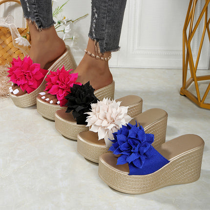 Wedge Women's Sandals for Women 2025 Summer New Export Flower Sponge Cake Thick-Soled Fish Mouth Outer Slippers for Women