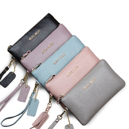 Ultra-thin Top Layer Cowhide Clutch Bag Women's All-match Fashion Big Brand Zipper Mobile Phone Bag Genuine Leather Long Wallet New