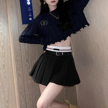 College Style Pleated Skirt Women's Autumn and Summer Sexy White Slim High-Waisted A-Line Skirt Petite Short Skirt Ins