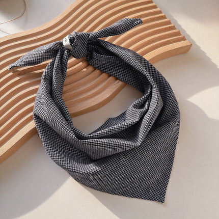 100 Linen Small Plaid Japanese Style Breathable Triangle Scarf Women's Summer Sunscreen Scarf All-match Multi-color New Low-key Scarf