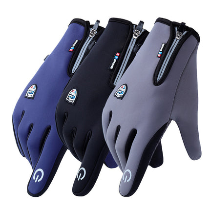 Men's Autumn and Winter fleece-lined Warm Gloves Motorcycle Take-out Cycling Driving Cold-proof Non-slip Touch Screen Water-repellent Cold-proof