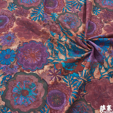 Hemp Cotton Digital Printed Fabric Yunnan Lijiang Retro Bohemian Fabric Hotel Pillow Bar Tablecloth