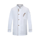 Long sleeve white coat with coffee trim / M