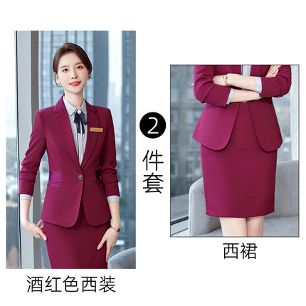 High-end professional suit women's spring and autumn fashion temperament goddess style suit formal wear sales department hotel front desk work clothes