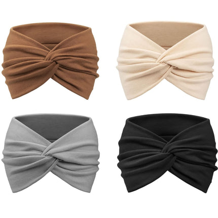 Bohemian Women Extra Wide Headband Turban Hair Bundle Non-Slip Bohemian Elastic Hairband Twist Knot Hairband Hair Accessories
