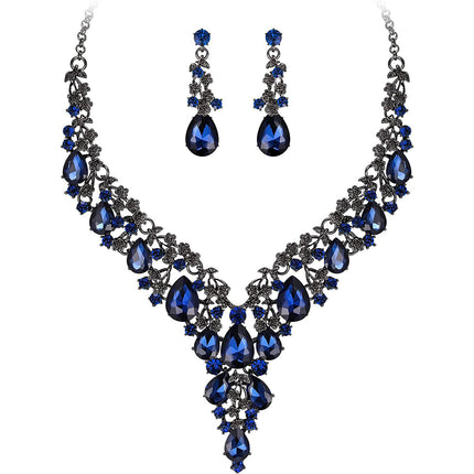 Factory Direct Sales of Cross-Border Popular Water Drop Necklace and Earrings Jewelry Sets, Wedding Dresses, Evening Wear, New Jewelry Accessories