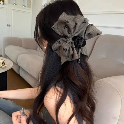 Double-Layer Satin Bow Hair Clip 2025 New Oversized Shark Clip Gentle Style High-End Hair Accessory Hair Clip