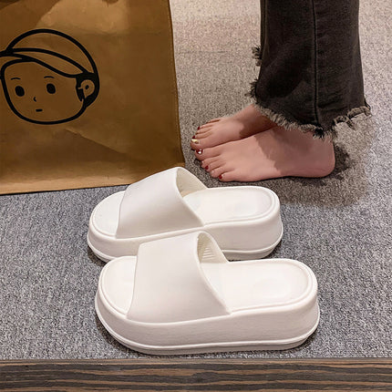 Thick-soled slippers for women's outdoor wear summer one-word latest black and white cat online famous beach shoes non-slip high heel sandals