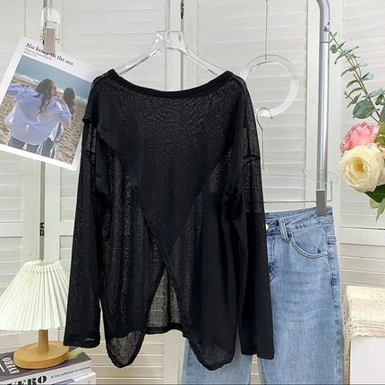 Macaron Color Ultra-White Sunscreen Clothing for Women, Front and Back Two-Wear Slit Niche Design Sunscreen T-Shirt Air-Conditioning Shirt