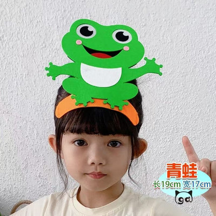 Watching the sky from the well Teaching aids Headwear Props Frog at the Bottom of the Well Cartoon Headgear Open Class Stage Play Children's Day