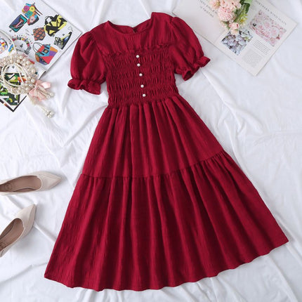 Chiffon Short-sleeved Dress for Women New ins Sense Niche Mid-length French Douyin Slimming Look Skirt