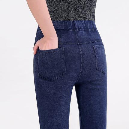 2025 spring new women's 300kg plus size Denim leggings women's spring and autumn free consignment of one-button shop