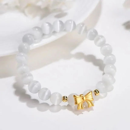 Bracelet Jewelry Cat's Eye Stone Crystal Butterfly Women's Bracelet Imitation Gray Moonlight Versatile Stylish Trendy Student Gift Starry