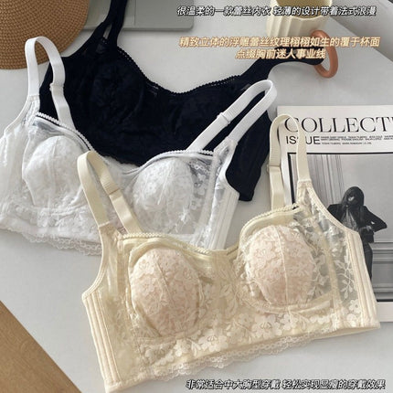 Pure Desire Style Ultra-thin Underwear Women's Large Chest Small Chest Slimming Upper Bra Anti-sagging Tilt Adjustable Bra