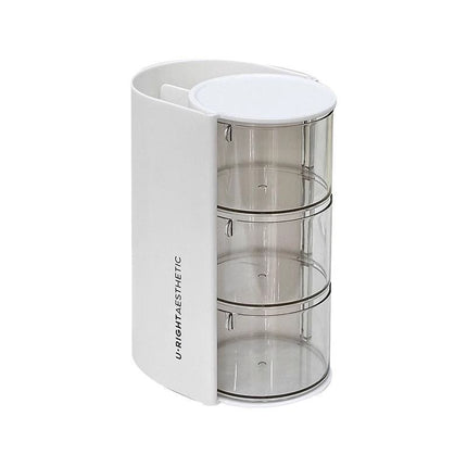 Puff Storage Box Rotating Dustproof Dressing Table Desktop Beauty Makeup Egg Air Cushion Lipstick Makeup Brush Storage Cylinder Storage Rack