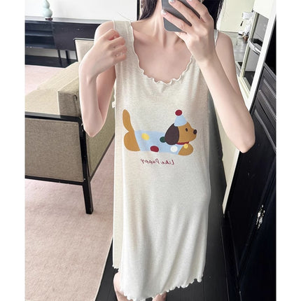 Vest-Style Nightgown, Sleeveless Dress, Pajamas, Suspender Dress, Home Wear, Can Be Worn Outside, Short Style, Sweet and Cute Style