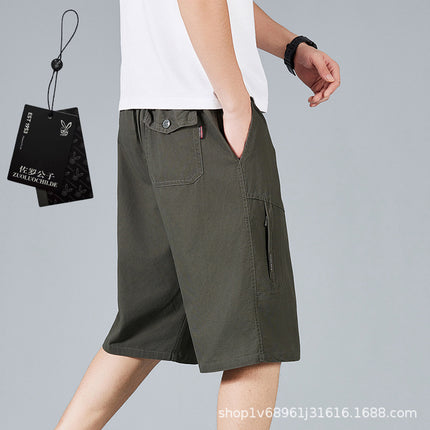 Zorochilde Capri Pants Men's Summer Thin Shorts Pure Cotton Mid-length Pants Outer Wear plus size Workwear Pants Casual Loose