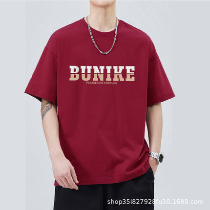High-end three-pin cotton short-sleeved T-shirt men's three-dimensional flocking brushed silicone design top American fashion brand T-shirt