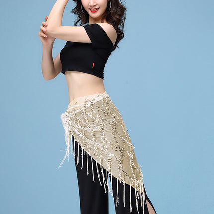 Belly Dance Waist Chain Sequin Tassel Triangle Scarf Performance Hip Scarf Practice Waist Chain Waist Scarf Hip Scarf Clothing Belt Wholesale