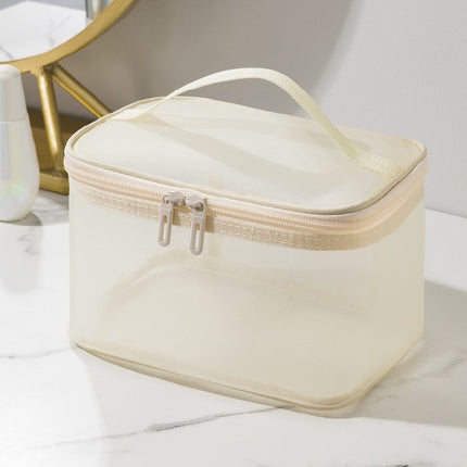 New Large-Capacity Cosmetic Bag for Women, Black Transparent Mesh Cosmetics and Toiletries Storage Bag with Transparent Design