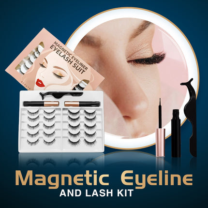 Wholesale magnetic eyeliner false eyelashes magnet false eyelashes 3D three-dimensional net red magnetic false eyelashes 3 pairs of suit