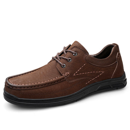 Men's Shoes Daily Outdoor Tooling Shoes Handmade Casual Shoes Spring and Autumn Low-top Genuine Leather Frosted Leather Shoes Lace-up Shoes
