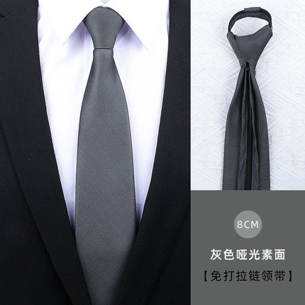 Dress Business Tie Men's and Women's Groom Wedding Black Zipper Korean Narrow No Lazy Striped Bow Tie Plaid
