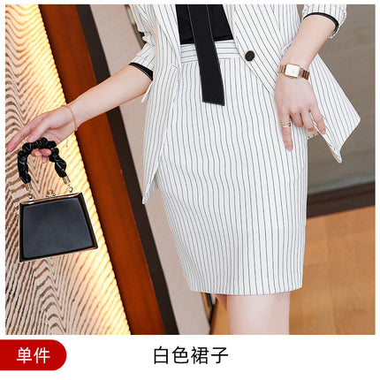 Autumn Viscose Commuter Loose Elegant Pants Suit Striped Small Suit Green Long Sleeve Elegant Commuter Women's Clothing