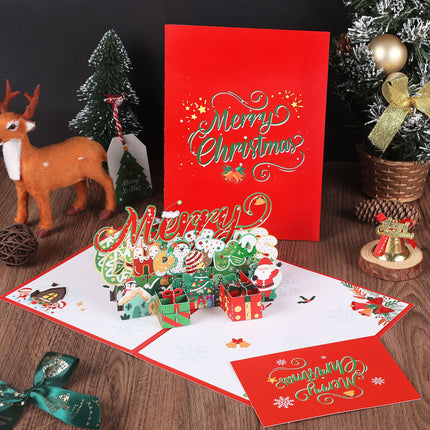 Amazon Christmas 3D greeting card paper carving creative blessing thank you message card gift paper card cardboard wholesale