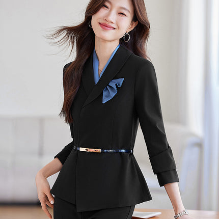 Cross-Border Flight Attendant Professional Suit Set for Women, Announcer, Art Exam Host, Formal Attire, Front Desk Receptionist, Beauty Salon Work Uniform
