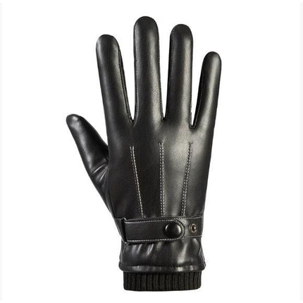 Leather Gloves Men's Winter Velvet Thickeneded Cycling Windproof Waterproof Warm Touch Screen Motorcycle Cotton Winter Cycling Gloves
