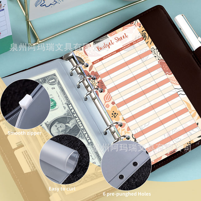 Amazon Cross-border A6 Leopard Macaron Notebook Loose-leaf Creative Cash Deposit Book Budget Plan Book