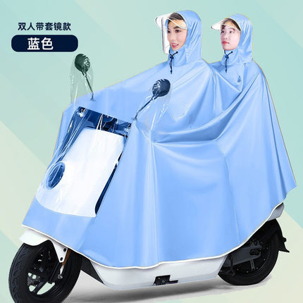 Raincoat Electric Car Long Full-Body All-In-One Parent-Child Raincoat Double Cycling Thickeneded Rainproof Electric Vehicle Poncho