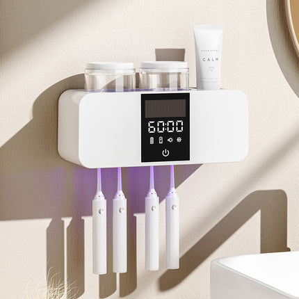 olovvs Smart Toothbrush Sterilizer UV Sterilization Electric Drying Hole-free Mouthwash Cup Toothpaste Rack