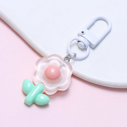 Tulip Flower Keychain Handmade DIY Small Fresh Cute Key Ring Bag Hanging Sweet Student Gift