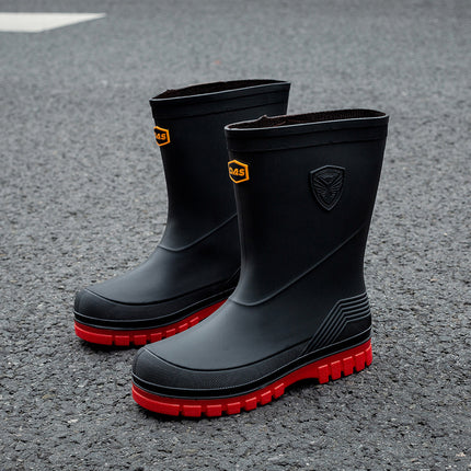 Men's Fashionable All-match Mid-barrel Japanese Rain Boots Outer Wear Thick Bottom Wear-resistant Kitchen Fishing Anti-slip Waterproof