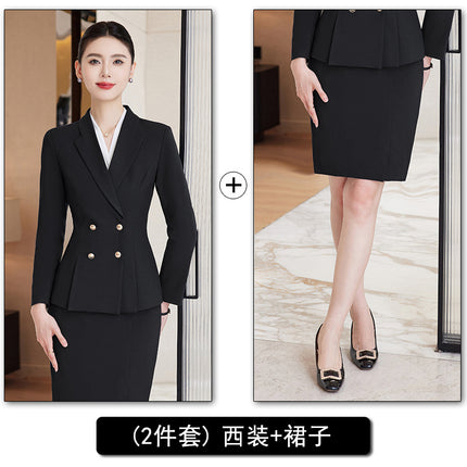 Autumn and Winter Professional Small Suit Suit, Feminine Formal Suit Two-Piece Suit, Beautician Front Desk Work Clothes