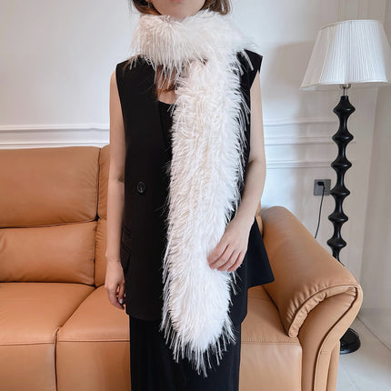 Super Long Long Wool Fluffy Scarf Women's Fashionable Matching Winter Warm Neck Warm Cold Fashionable Niche European and American