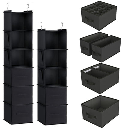 Non-woven Hook Hanging Wardrobe Storage Hanging Bag with Drawer Bamboo Wardrobe Multi-layer Hanging Finishing Storage Bag